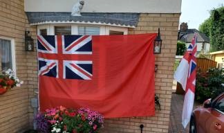 Image:The Red Ensign flown by Falklands Merchant Navy veteran and MN Medal recipient Keith Thompson who helped organise the combined Hull Drumhead service for the Battle of the Atlantic and the Atlantic Conveyor from the Falklands conflict in May. Image: Mr Thompson.