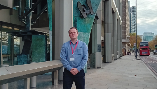 Image:Nautilus head of professional and technical David Appleton outside the International Maritime Organization in London, where Nautilus has been representing members' interests in the STCW review. Image: Nautilus International