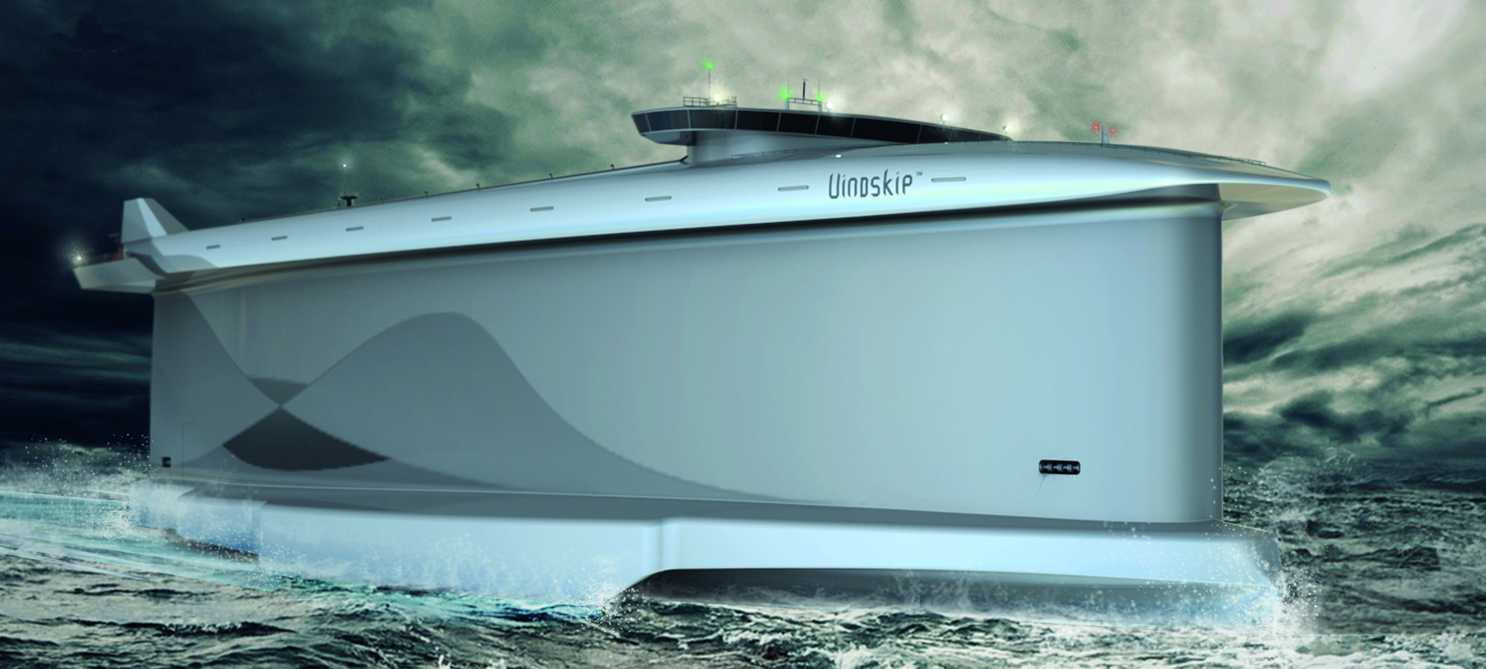 Image:The Norwegian firm Lade has developed this concept car carrier, whose specially-shaped 'symmetrical airfoil' hull would harness the wind to achieve fuel savings of up to 60% over conventional vessels. 