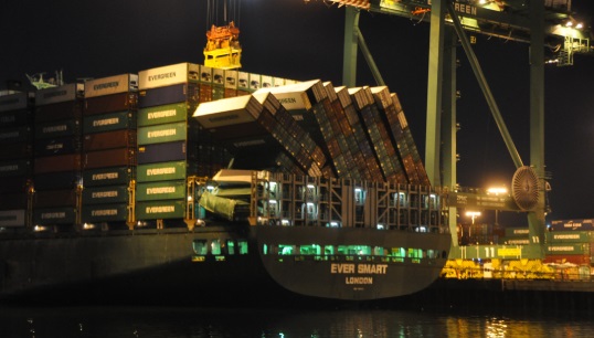 A container stack collapse onboard the UK-flagged vessel Ever Smart in 2017. Image: George Schneider via shipspotting.com Image:A container stack collapse onboard the UK-flagged vessel Ever Smart in 2017. Image: George Schneider via shipspotting.com