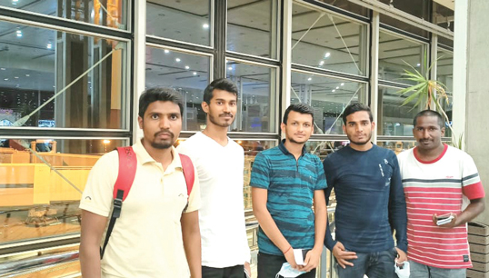 The MT Manaman 8 crew on return home to India. Image: Sailor's Society Image:The MT Manaman 8 crew on return home to India. Image: Sailor's Society