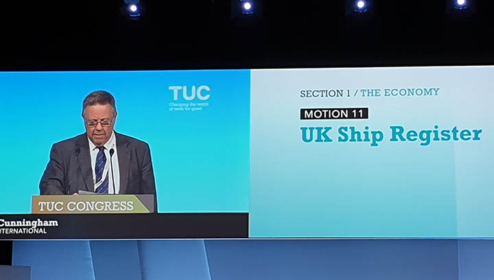 Image:Nautilus International assistant general secretary Ronnie Cunningham addressed the TUC Congress in Brighton. 